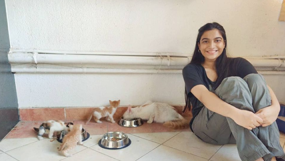 Sanam during rescue work with kittens in Pune